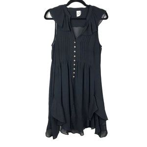 Akemi + Kin Anthropologie Black Ruffle Tunic Top Sheer S